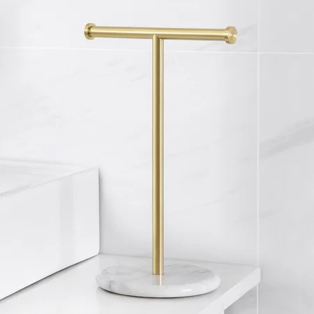 KES Gold Hand Towel Holder Stand Marble Towel Rack Brushed Brass Stainless Steel | Walmart (US)