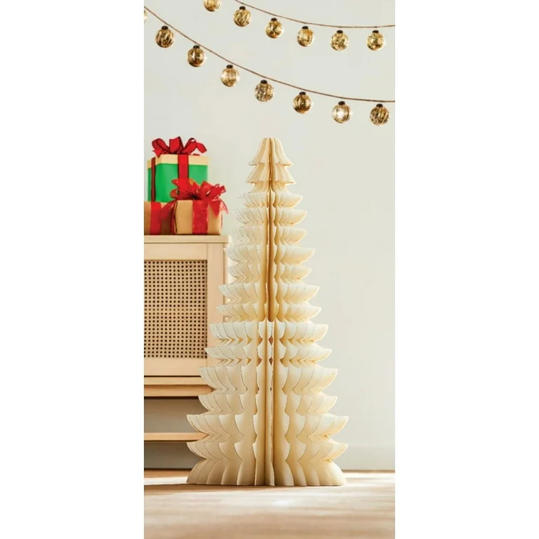 Honeycomb Paper Tree Christmas Decoration, White, 35", by Holiday Time | Walmart (US)