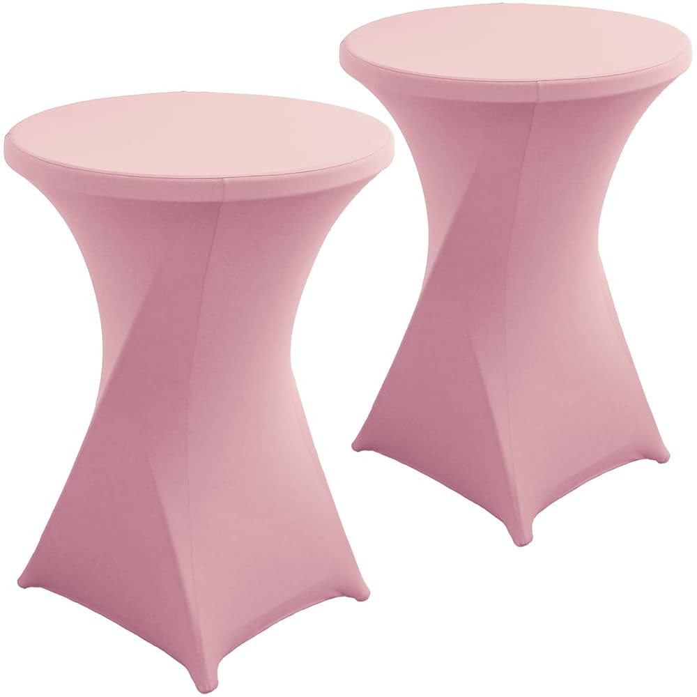 2 Pack Pink Spandex Cocktail Table Covers 32x43 Inch, Stretch Round Cocktail Tablecloth, Fitted H... | Amazon (US)