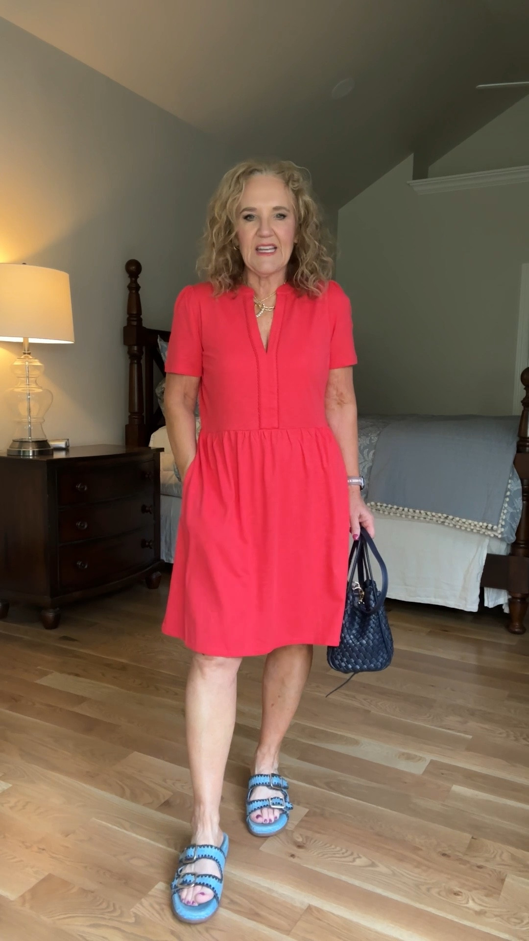 I’m bringing this dress with me this weekend to Houston. It’s going to be hot and my granddaughters dance recital is outside. I think it will be perfect.
I’m wearing size 10 regular 

Blue sandals, blue Birkenstock style sandals, red dress red knit dress Boden dress Memorial Day 4th of July outfit 

#LTKOver40 #LTKSeasonal #LTKFindsUnder100