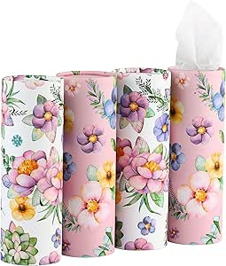 200 Sheets Car Tissues Holder with Facial Tissues 3-ply Travel Tissue Tubes 4 PK Tissues Box Cont... | Amazon (US)