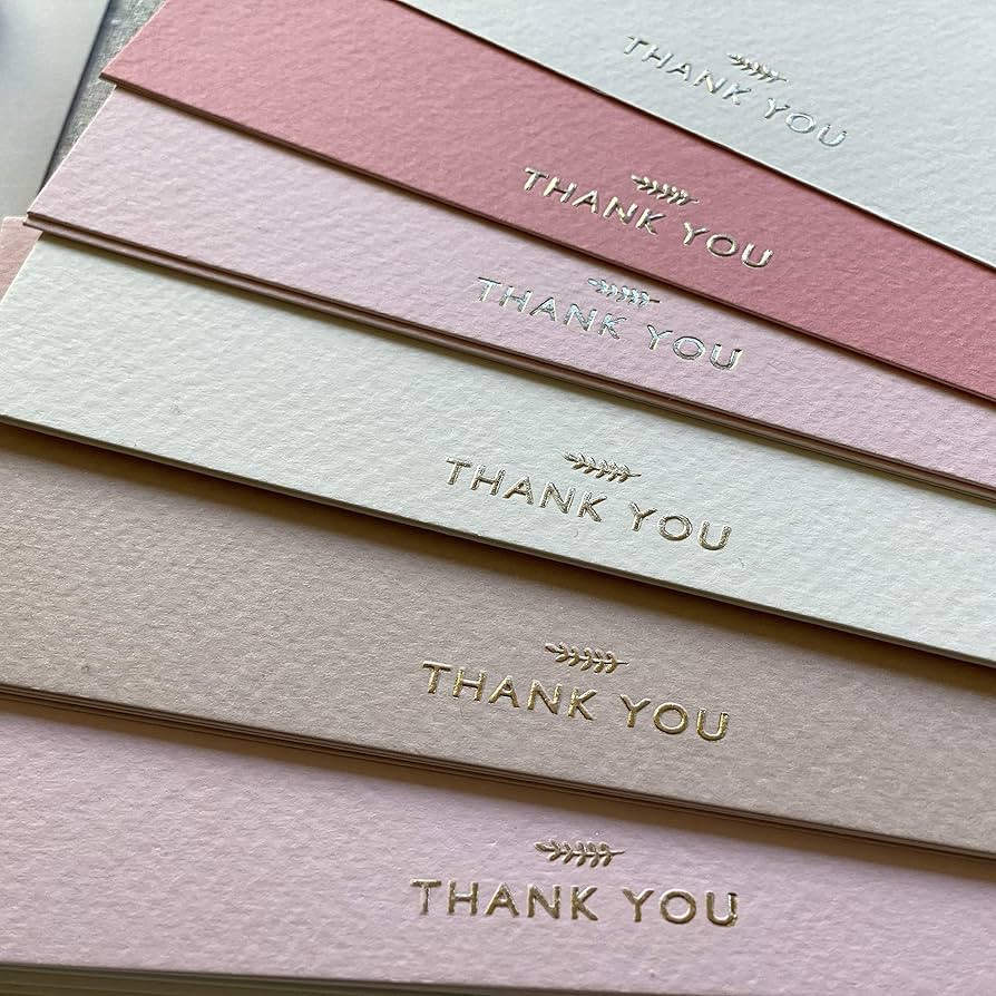 RUN2PRINT (36 Pack Thank You Cards With Envelopes & Foil Stickers - Elegant Dusty Pink Emboss Gol... | Amazon (US)
