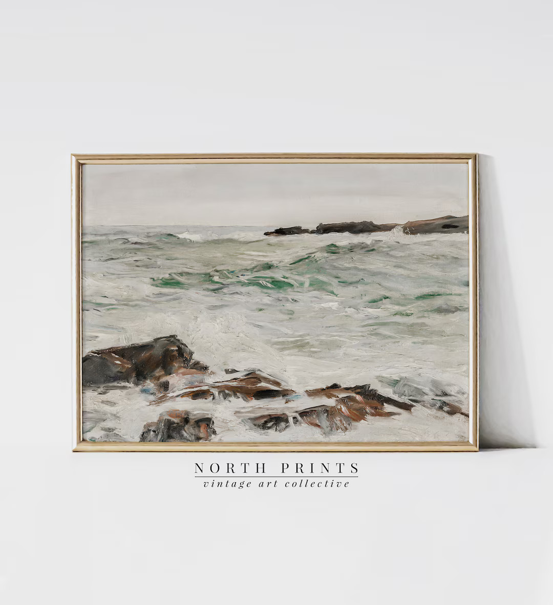 Ocean Wall Art Muted Green Coastal Print | Seascape Painting | Vintage PRINTABLE Digital | 997 | Etsy (US)