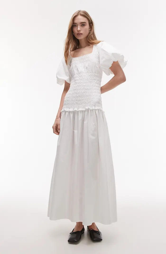 Shirred Puff Sleeve Maxi Dress | Nordstrom Rack