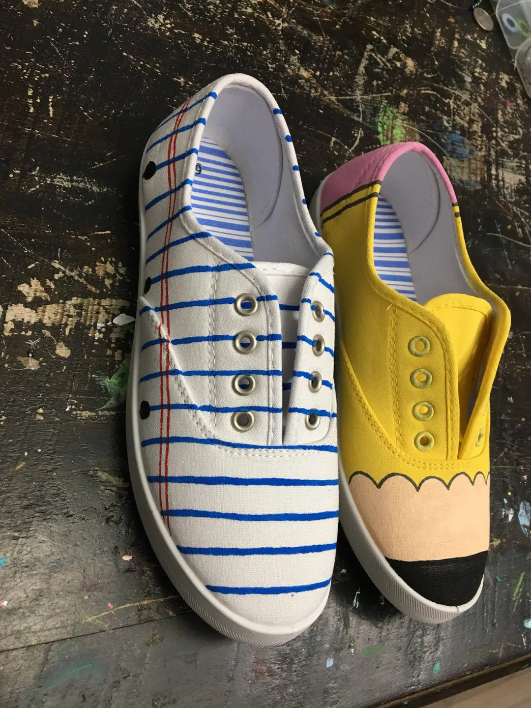 Pencil and Paper Handpainted Shoes - Etsy | Etsy (US)
