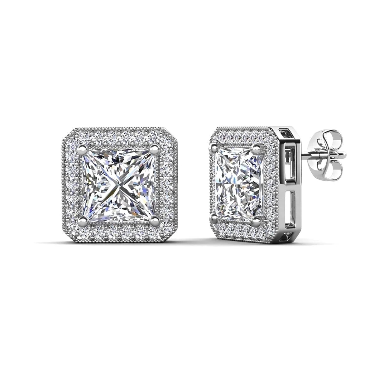 Cate & Chloe Norah 18k White Gold Plated Stud Earrings with Simulated Diamond Crystals for Women | Walmart (US)