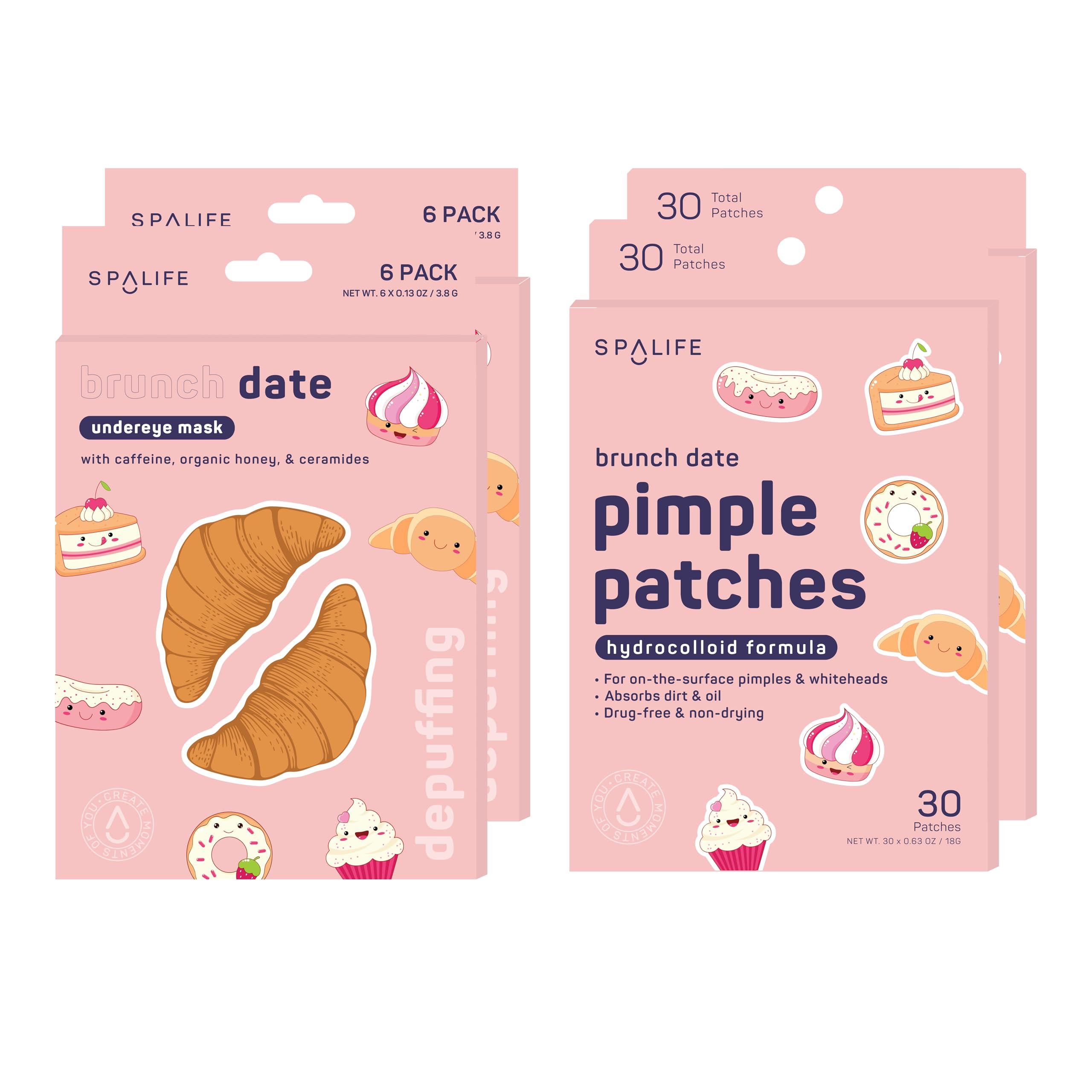 SpaLife BRUNCH DATE UNDEREYE MASK & PIMPLE PATCH DUO – Hydrogel Undereye Patches for Dark Circl... | Amazon (US)