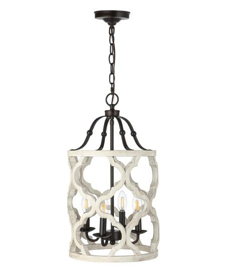 White Trellis Four-Light Wood & Metal Chandelier | Zulily