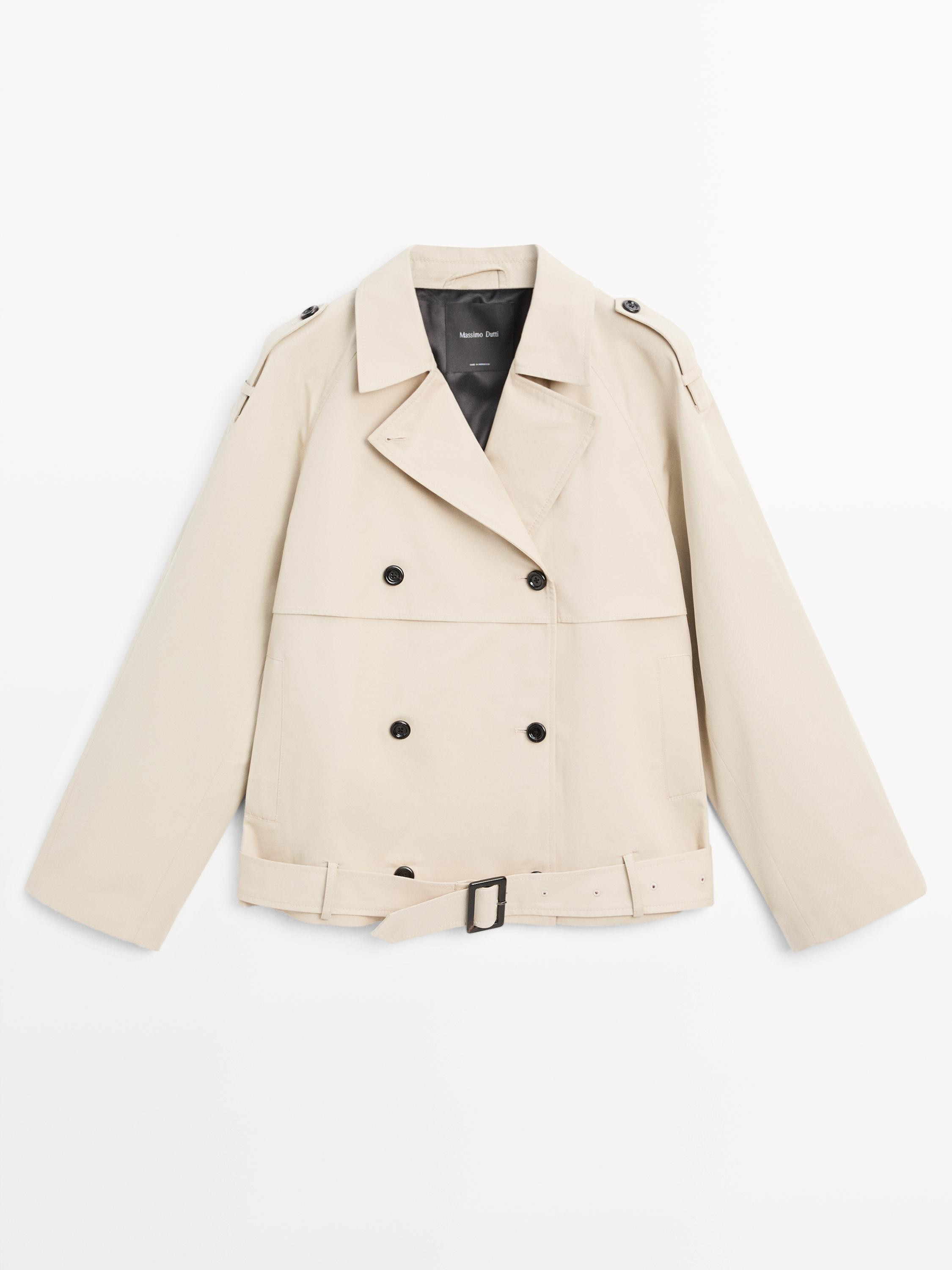 Short trench coat with belt detail | Massimo Dutti US