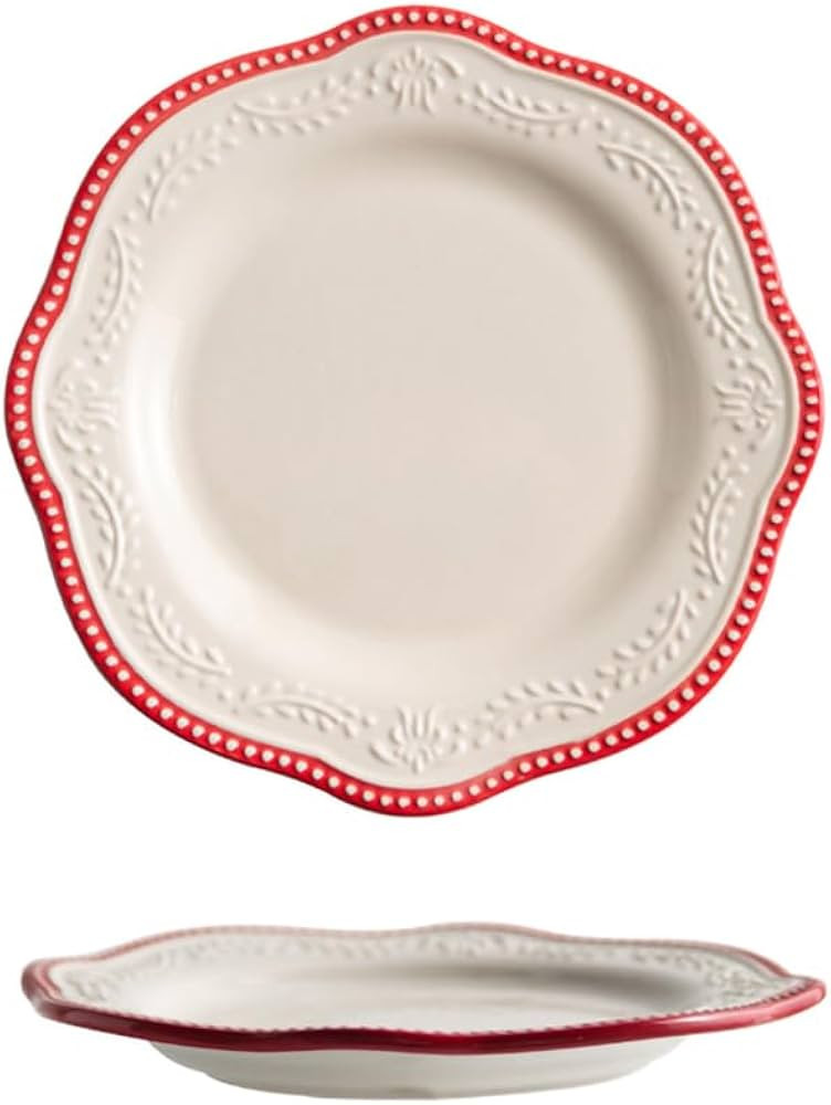 WAIT FLY Vintage Embossed Flower Ceramic Dinner Plate Salad Plate Dessert Plate Appetizer Plate F... | Amazon (US)