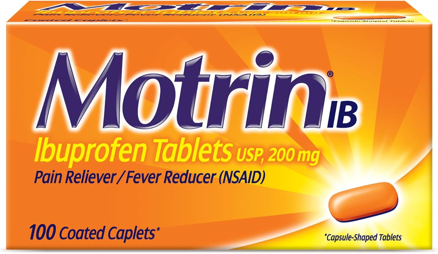 Motrin IB Ibuprofen Tablets, 200 mg Ibuprofen, 100 ct | Amazon (US)