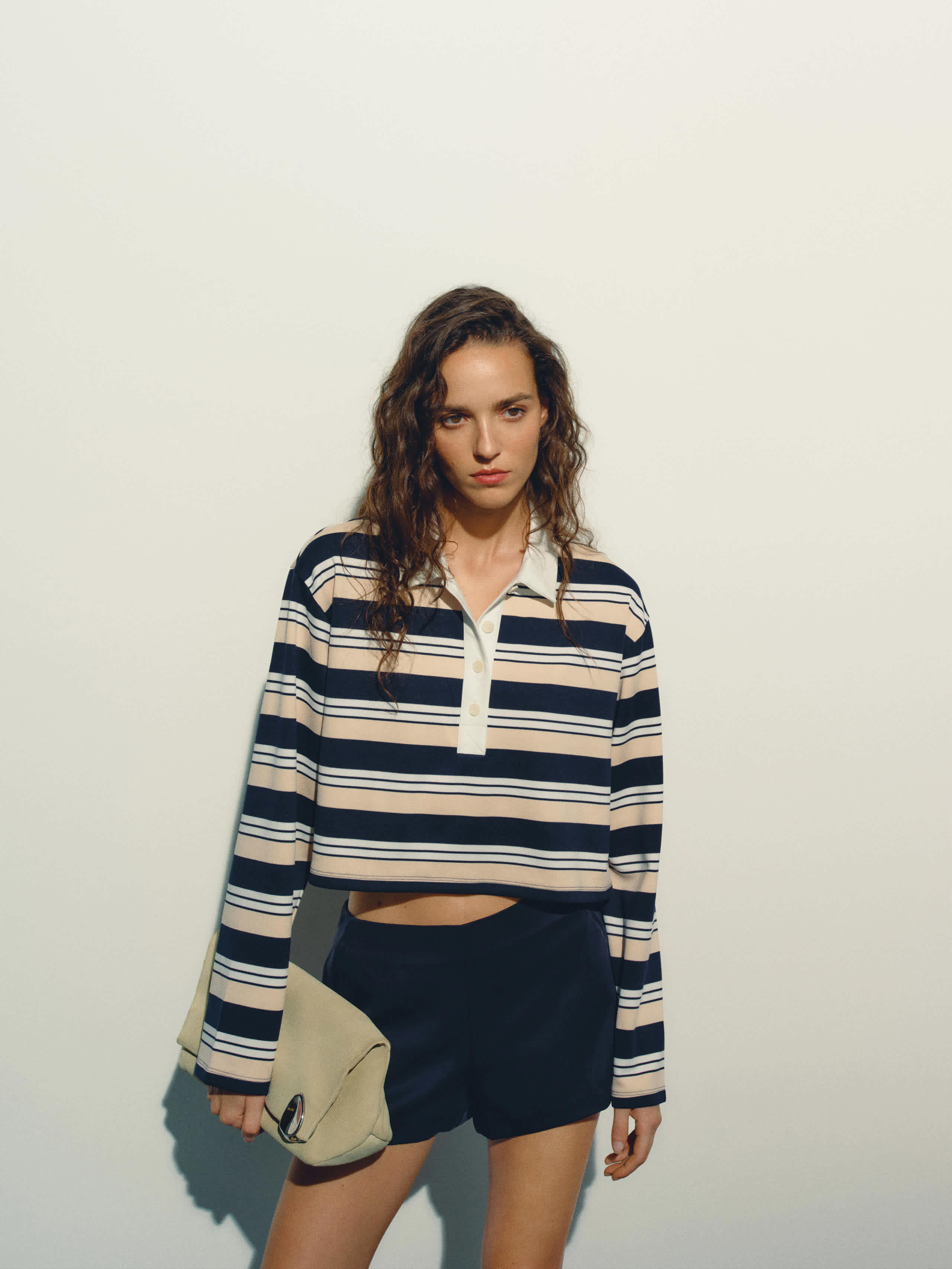 Reformation Anna Rugby Shirt Blue Stripe Medium | Reformation (Global)