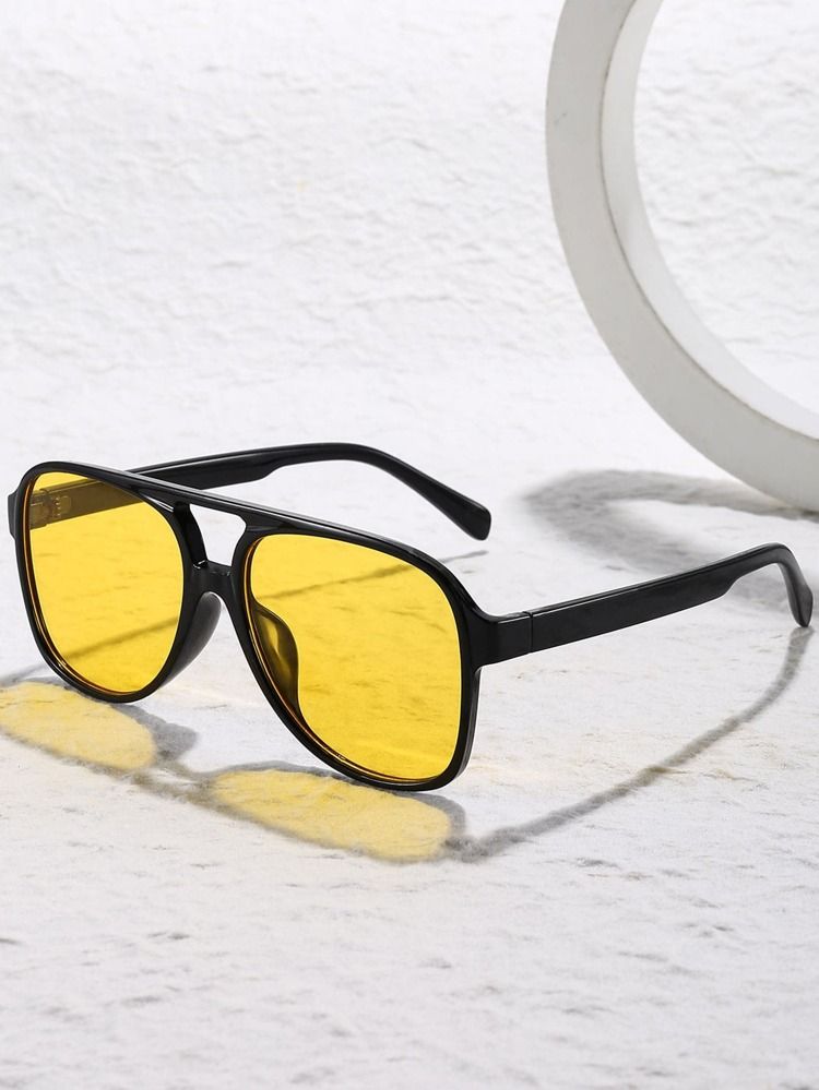 Geometric Frame Tinted Lens Fashion Glasses | SHEIN