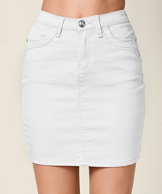Venus Women's Casual Skirts WH - White Denim Skirt - Women | Zulily