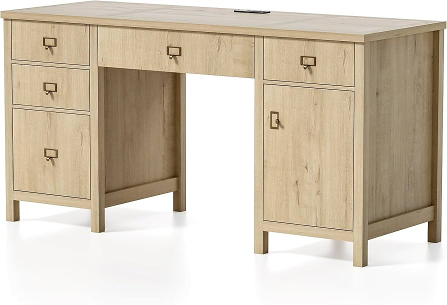59" Executive Desk with File Drawer, Farmhouse Computer Desk with Charging Station and Storage Ca... | Amazon (US)