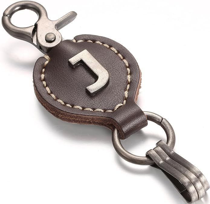Leather Keychain For Men, Single Letter Alphabet with Easy Clasp | Amazon (US)