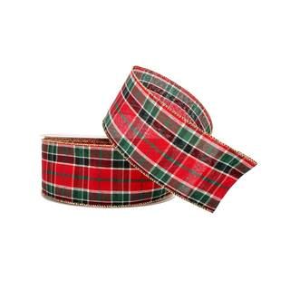 2.5" x 26.6yd  Wired Plaid Christmas Ribbon by Celebrate It® | Michaels | Michaels Stores