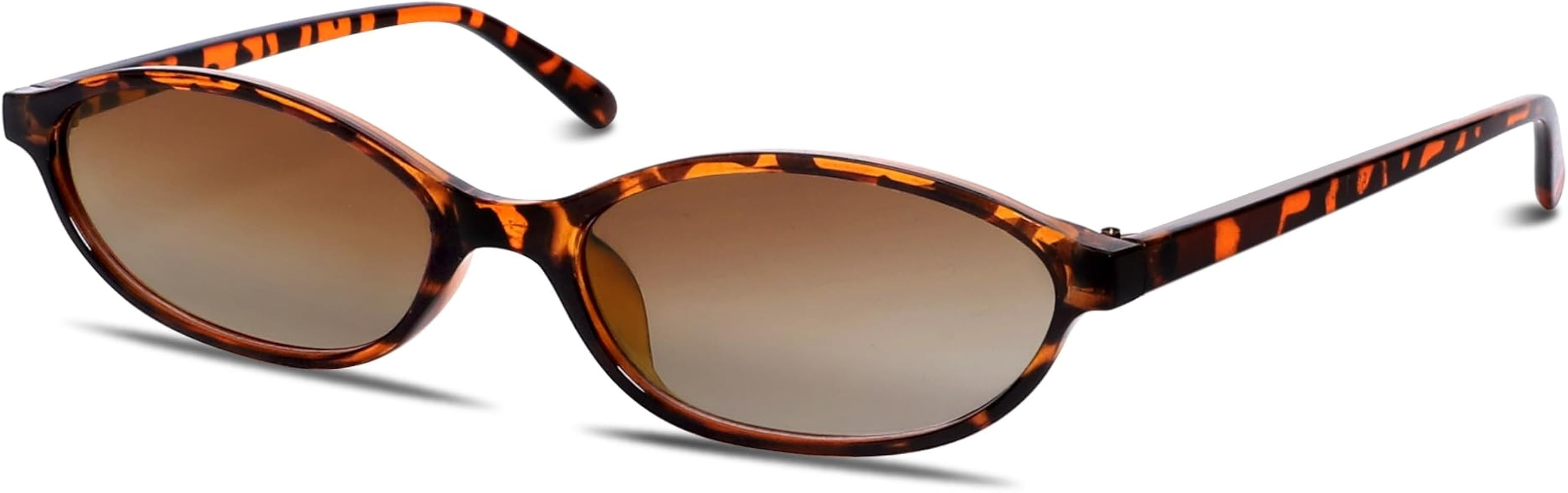 Retro Oval Sunglasses for Women Chic Cat Eye 90s Sunnies Lightweight Narrow Shades Trendy UV prot... | Amazon (US)