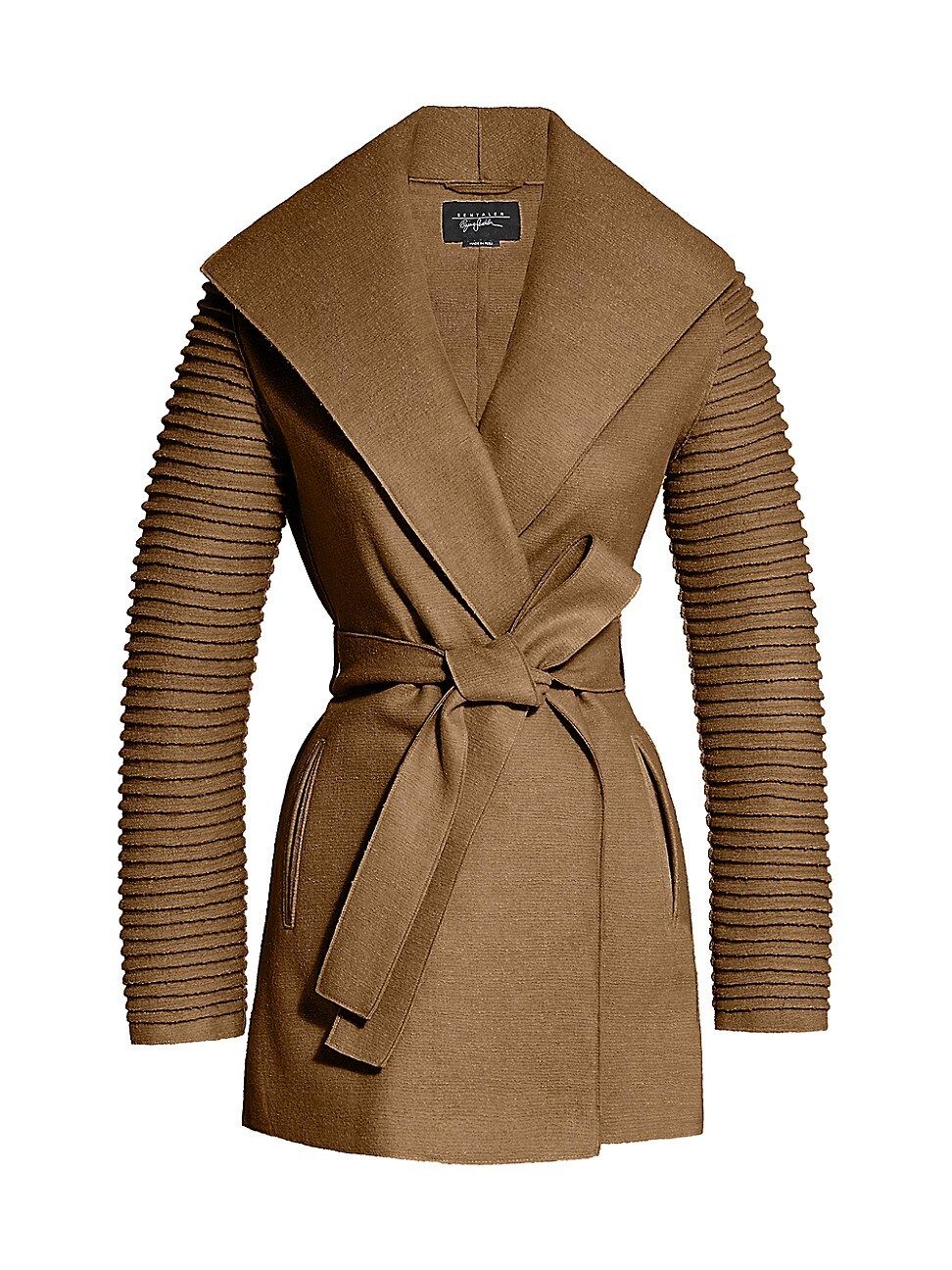 Sentaler Women's Rib-Sleeve Wool & Alpaca Wrap Coat - Dark Camel - Size Small | Saks Fifth Avenue