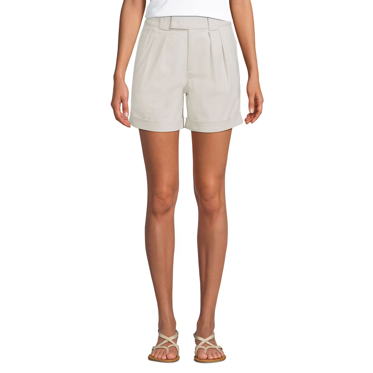 Lands' End Women's Chino High Rise Pleated 7" Shorts | Target