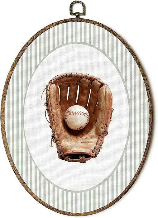 OINDADE Vintage Baseball Oval Wall Art Decor, Boy Nursery Wall Art Hanging Decor, Vintage Sports ... | Amazon (US)