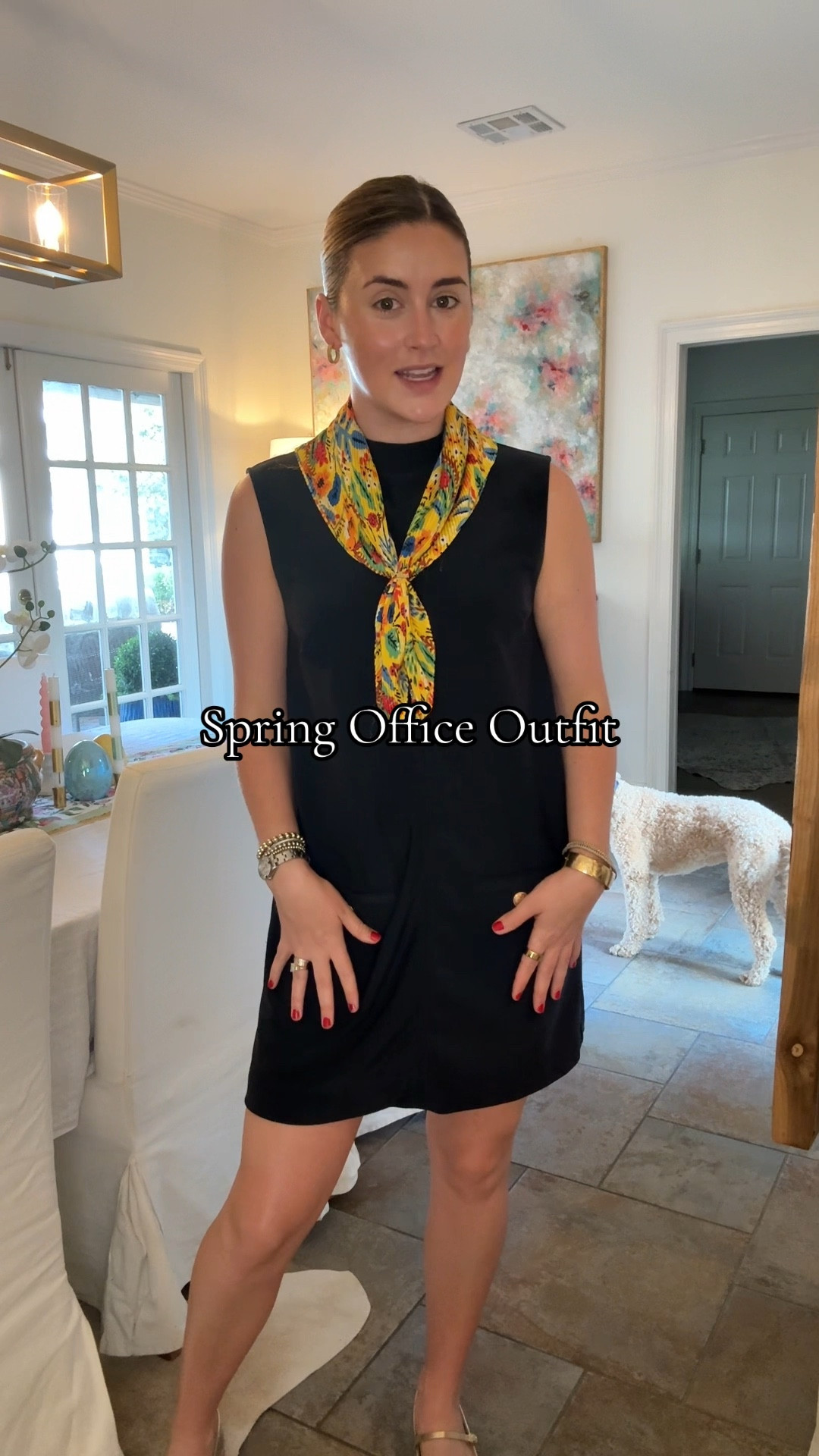 My new favorite spring accessory is the neck scarf! It always seems to add the perfect spice to each outfit, and there are so many different ways to wear them. This neck scarf to my simple a-line navy dress up a notch! I am loving these gold Maryjane flats as well! Perfect for the office or running around town ✨

#LTKShoeCrush #LTKFindsUnder100 #LTKStyleTip