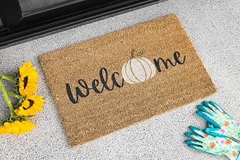 Welcome Doormat for Fall and Thanksgiving - Coir Front Door Mat With Pumpkin Design for Autumn De... | Amazon (US)