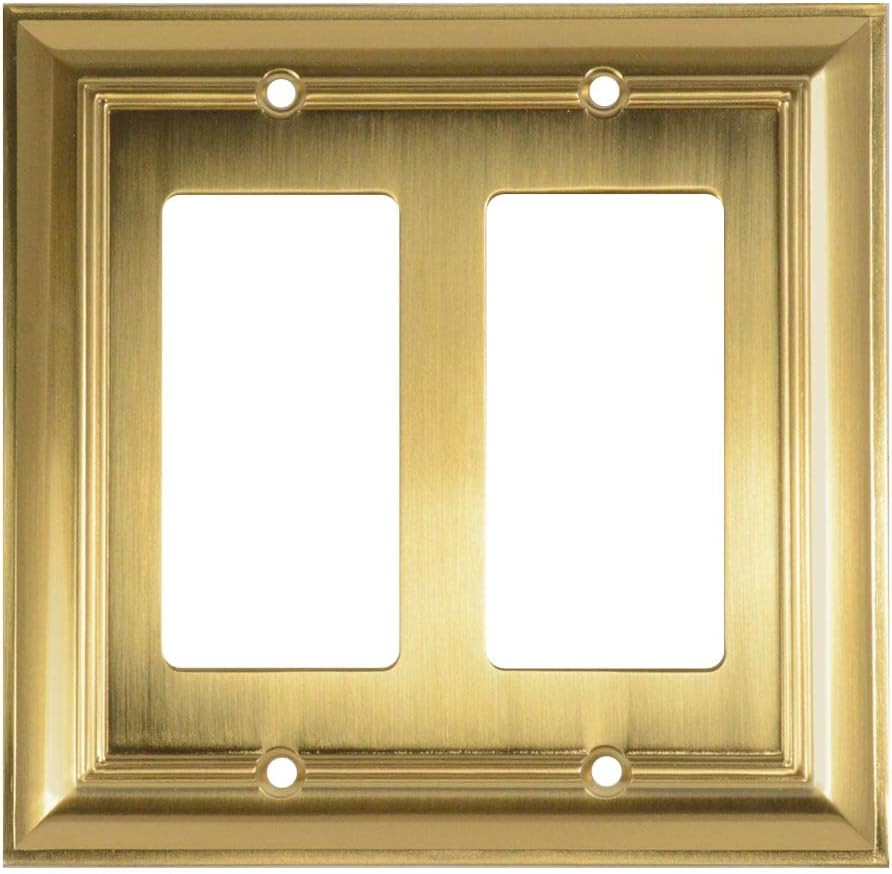 Cool Knobs and Pulls (CKP) Impressions Collection, 31195 Decorative Double Rocker Wall Plate/Outlet Cover, Long Lasting Durable Solid Steel Construction, Amber Gold, 1 piece | Amazon (US)