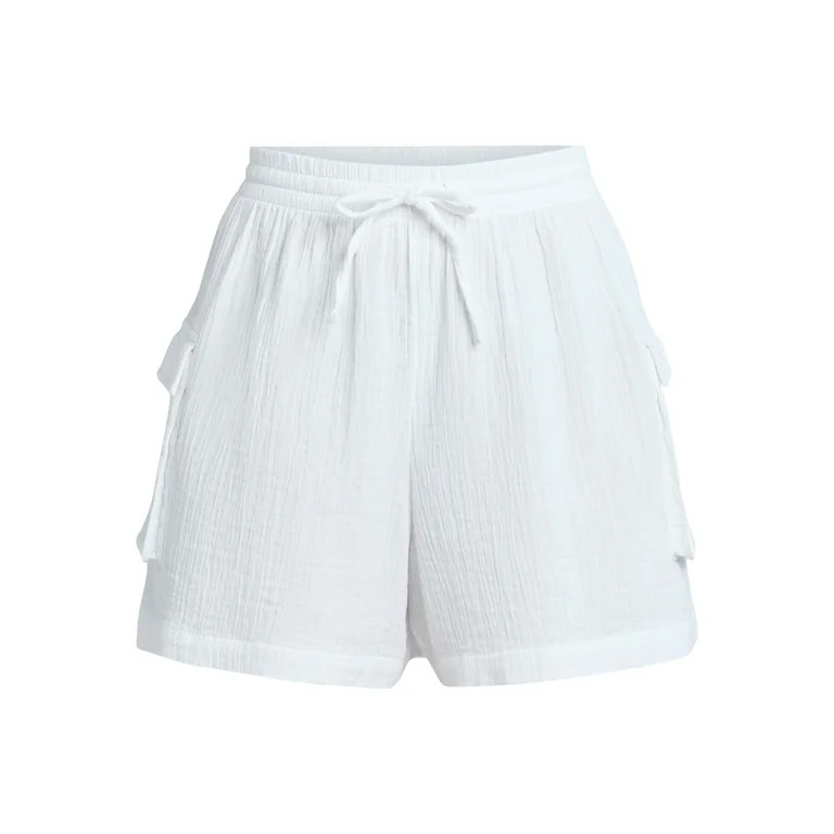 Time and Tru Women's Double Cloth Cotton Cargo Shorts, Sizes XS-XXXL | Walmart (US)