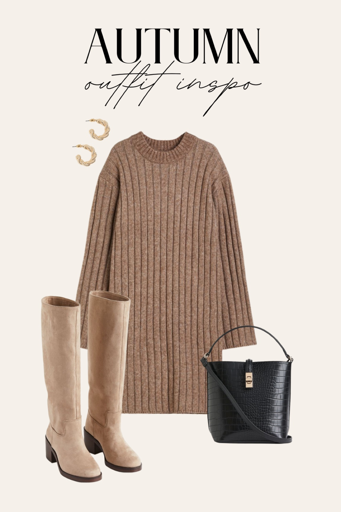 Autumn Outfit Inspo 🍂
fall fashion, fall outfits, sweater dress, knee high boots, black bag, gold earrings

#LTKstyletip #LTKSeasonal