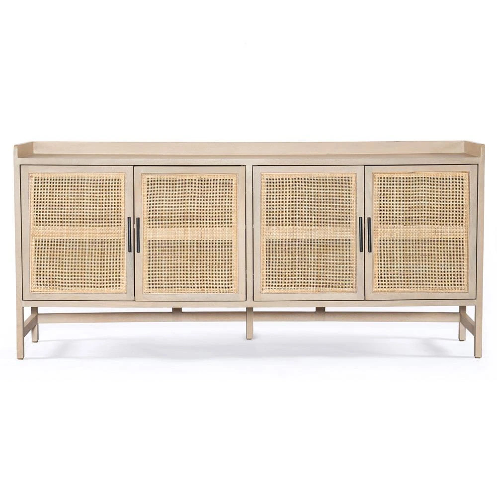 Corazon Global Bazaar Woven Natural Cane Brown Mango Wood Sideboard | Kathy Kuo Home