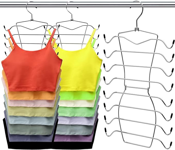 3 Pack Closet-Organizer,8 Tier Tank-Top-Hanger,Closet-Organizers-and-Storage Bra-Hangers-Space-Sa... | Amazon (US)