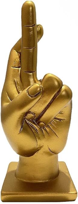 Fingers Crossed- Good Luck-Hand Sculpture -Gold- Tabletop & Shelf Decor-ELADITEMS | Amazon (US)