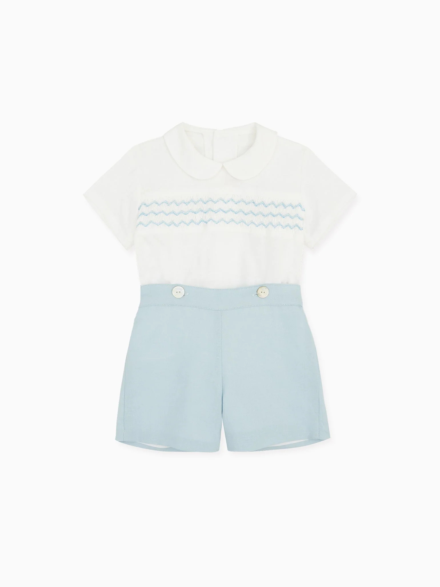 Blue Carlina Baby Boy Smock Set | La Coqueta