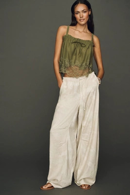 Pilcro Hanna Linen Blend Wide Leg Pants | Anthropologie (US)