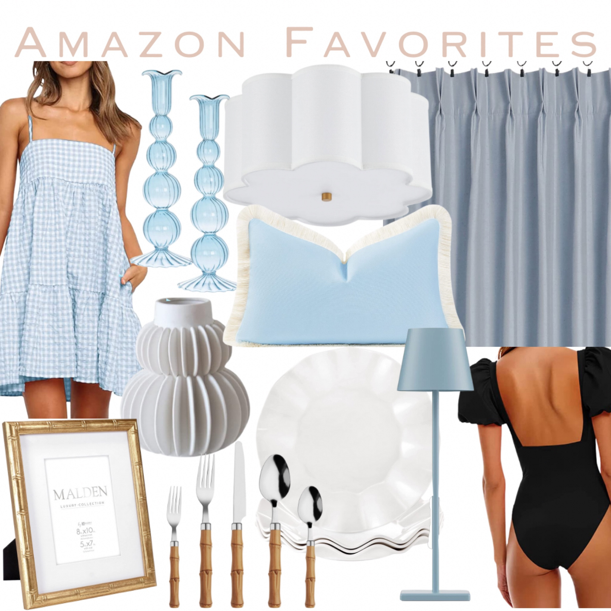 March best sellers
#founditonamazon; Amazon home; Amazon fashion; scalloped flush mount; bamboo frame; puff sleeves; blue gingham dress; glass candlesticks; bamboo flatware; outdoor throw pillow; pinch pleat curtains; rechargeable lamp; tablescape; blue and white home; melamine dinnerware 

#LTKswim #LTKhome #LTKunder50