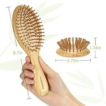 GAINWELL Bamboo Paddle Hair Brush - Bamboo Bristles Detangling Hairbrush for Massaging Scalp | Amazon (US)