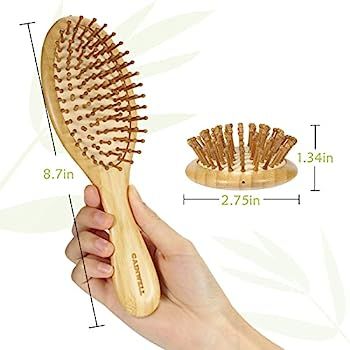 GAINWELL Bamboo Paddle Hair Brush - Bamboo Bristles Detangling Hairbrush for Massaging Scalp | Amazon (US)