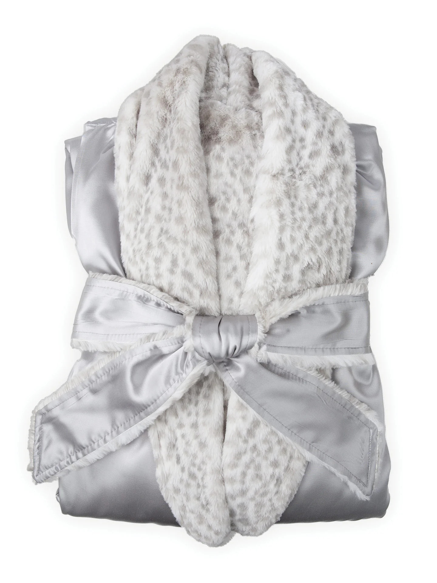 Luxe™ Satin Snow Leopard Robe | Little Giraffe