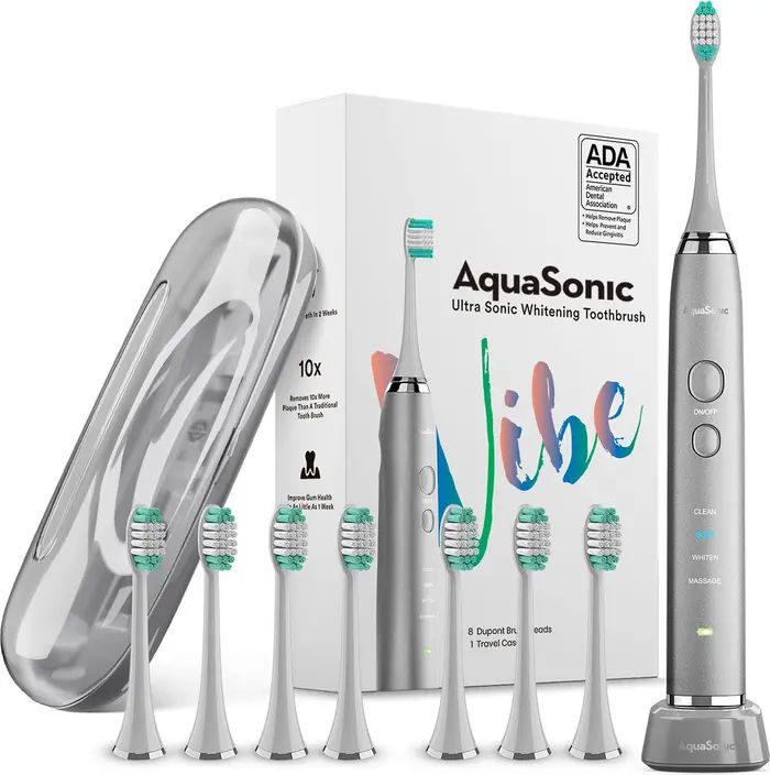 VIBE Series Charcoal Gray UltraSonic Whitening Toothbrush with 8 DuPont Brush Heads & Travel Case | Nordstrom Rack