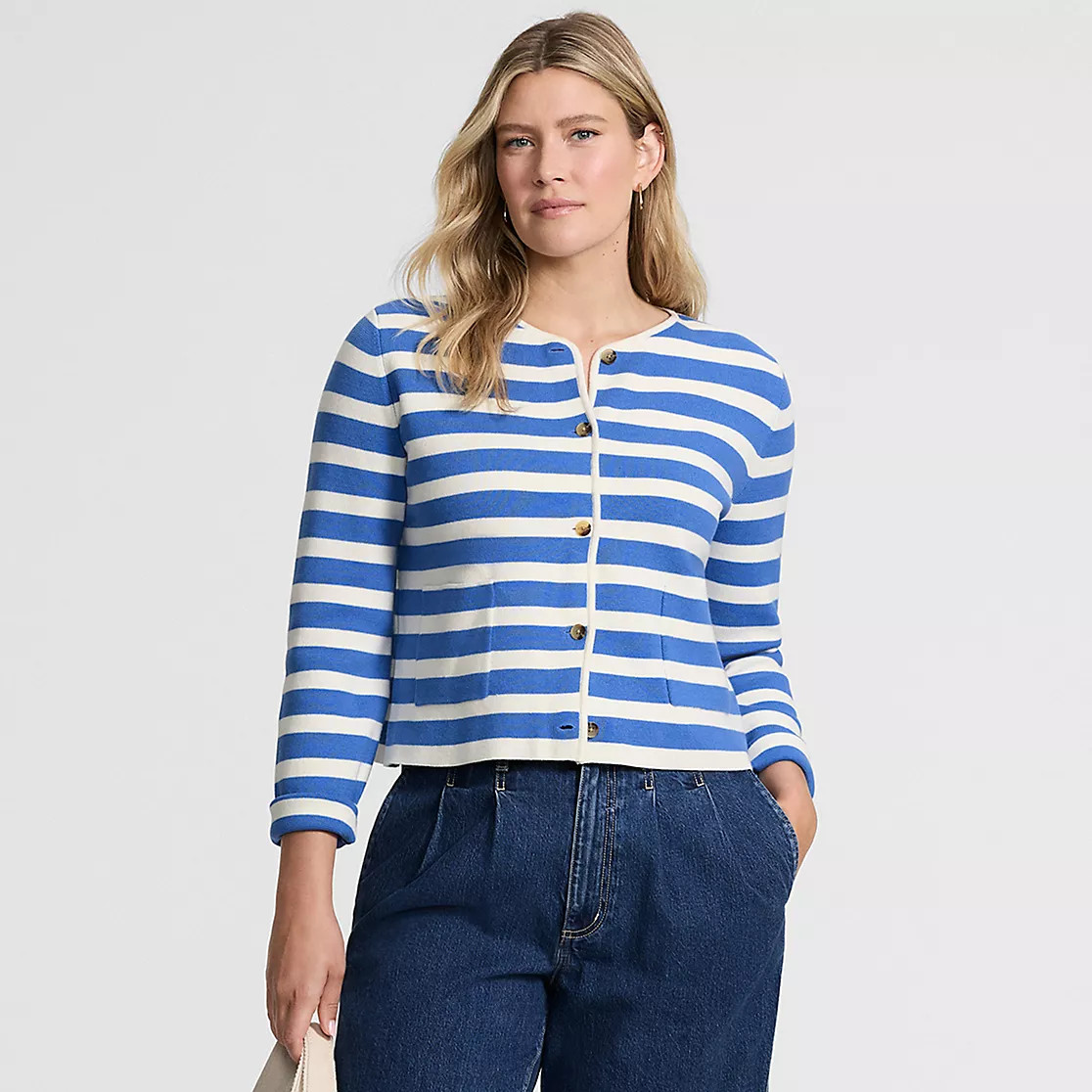 Women's Fine Gauge Cotton Milano Blazer Sweater | Lands' End (US)