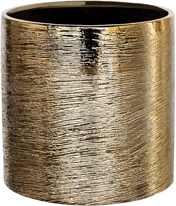 Flower Glass Ceramic Vase Decorative Centerpiece for Home or Wedding- Etched Cylinder Shape, 5"x5... | Amazon (US)