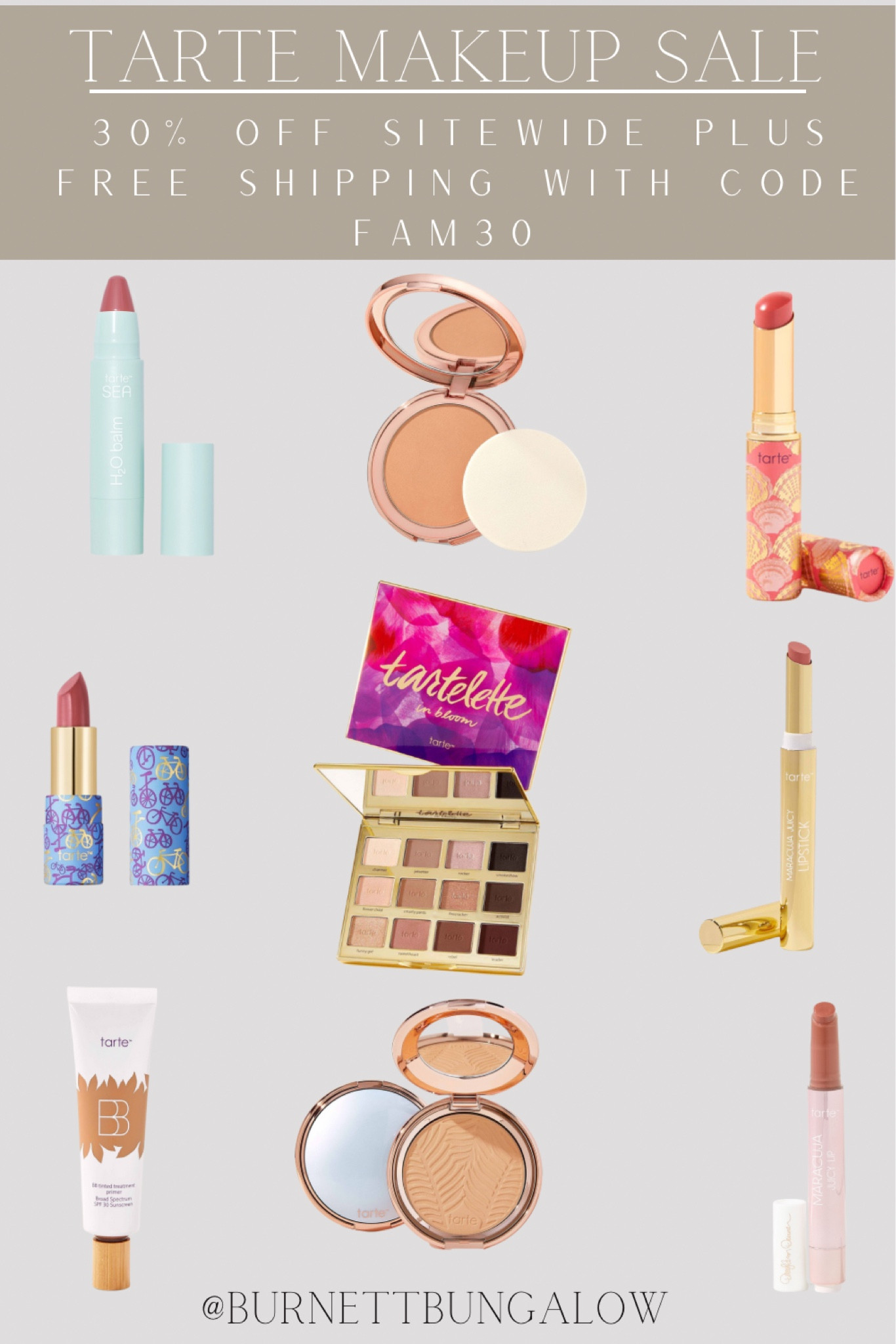 Tarte makeup sale. The entire site is 30% off with code FAM30. Great vegan makeup! 

#makeup #makeupsale #lipstick #bronzer #cccream #eyeshadowpalette 

#LTKsalealert #LTKSale #LTKbeauty