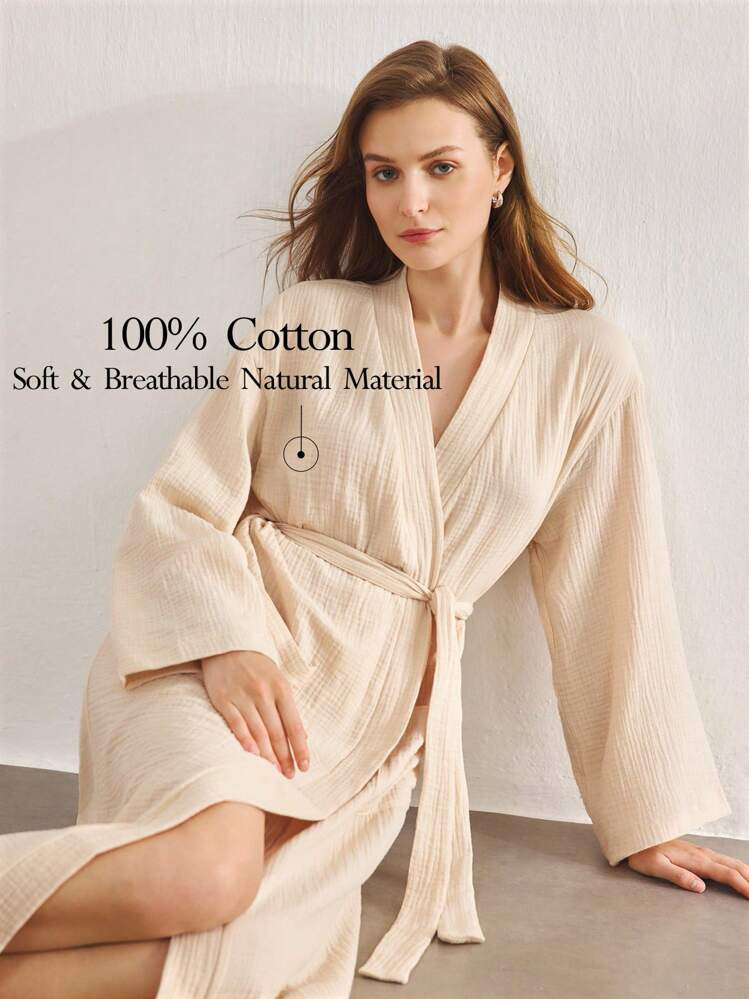 Ocili Bata cómoda y suave de algodón y malla de doble capa para mujer, ropa de estar en casa, o... | SHEIN