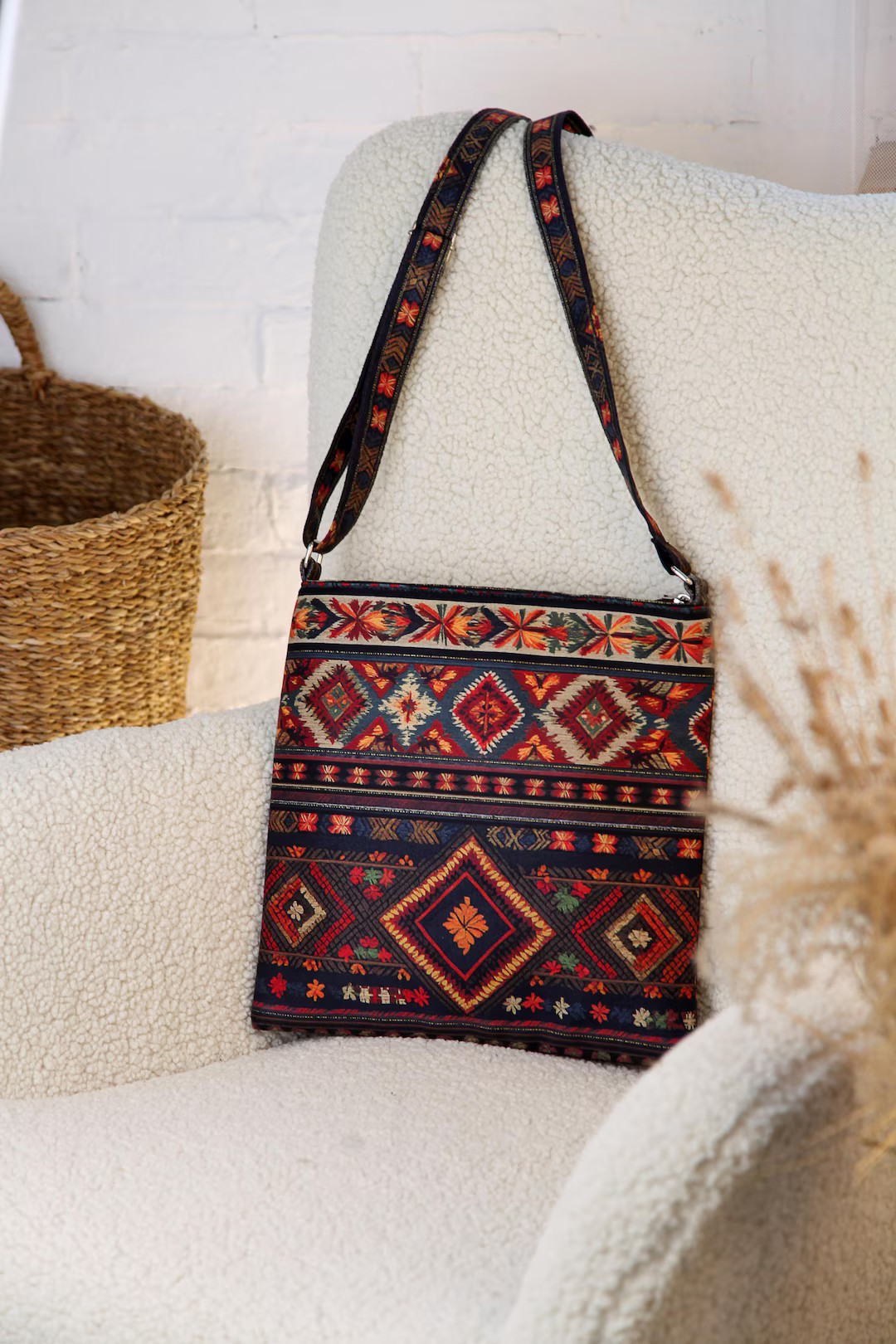 Ukrainian Taystra Bag, Folk Style Unique Women Bag, Eco Bag with Zipper, Boho Crossbody Bag, Canv... | Etsy (US)