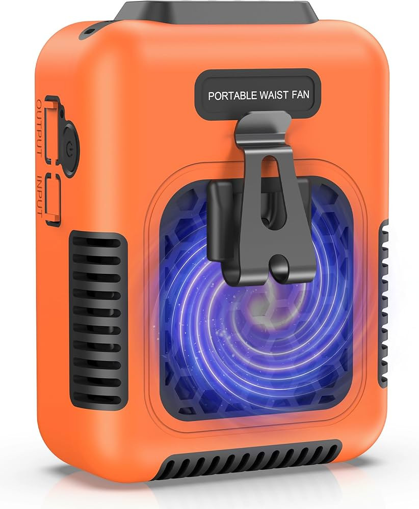 Cooling Waist Fan w/Steel Clip and Silicone Sleeve, Under Shirt Fan Clip On with Lanyard, 24H Per... | Amazon (US)