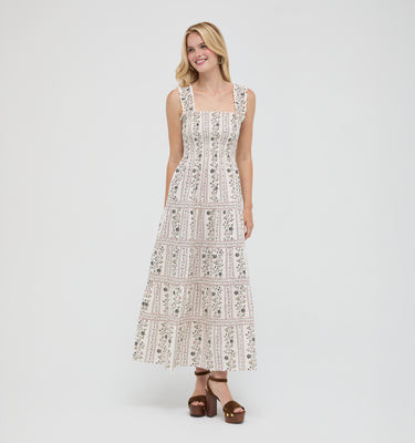 The Goldie Nap Dress -  Kelmscott Ribbon Stripe Kelmscott Ribbon Stripe / XL | Hill House Home US