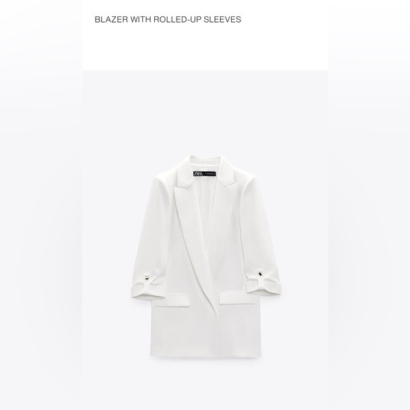 Zara White Blazer with Rolled Sleeves | Poshmark