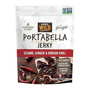 Giorgio Savory Wild Vegan Portabella Mushroom Jerky Gluten Free & Non-GMO Sesame, Ginger & Korean... | Amazon (US)
