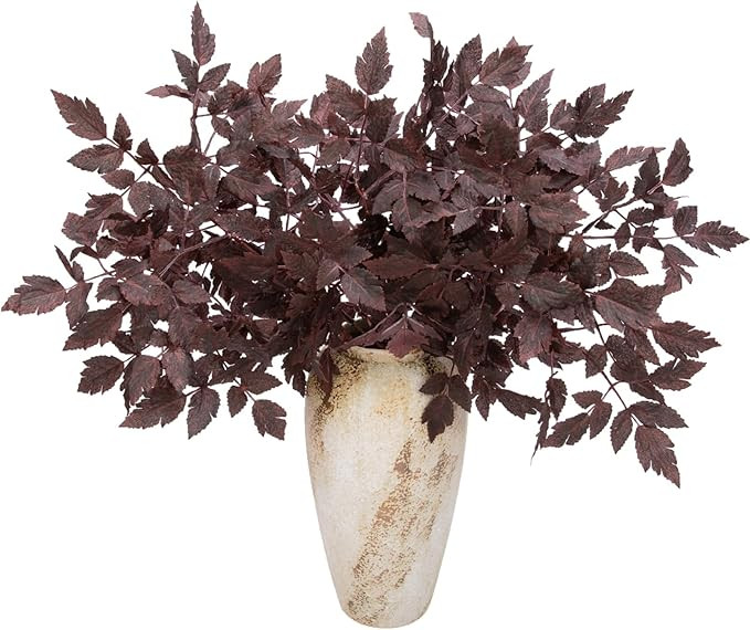 6 Pcs 21" Cimicifuga Plant Leaves Spray Fall Floral Stems Faux Plum cimicifuga Foliage Branch for... | Amazon (US)